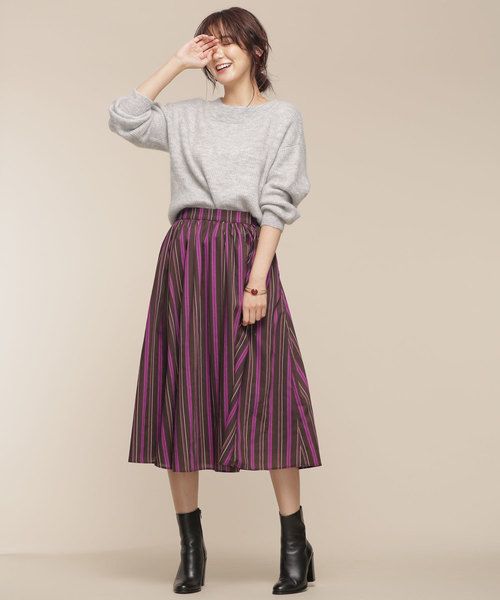 直條紋裙子 　裙子穿搭